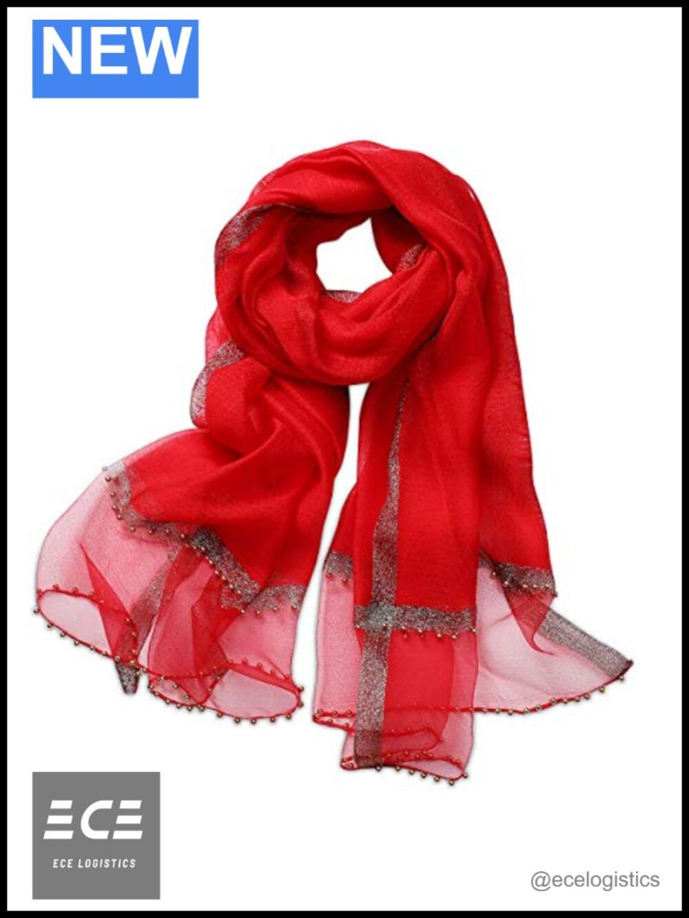 Silk Chiffon Scarf Beaded Tulle Shawl Sun Protection Wrap